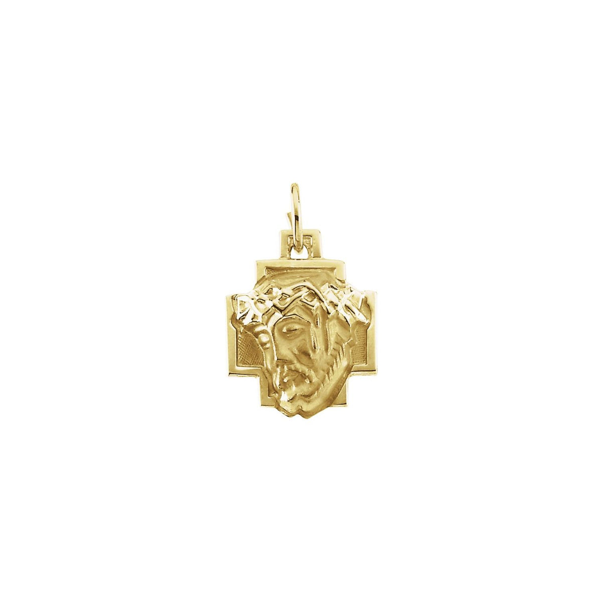 14K Yellow Gold 12x12 mm Face of Jesus Pendant