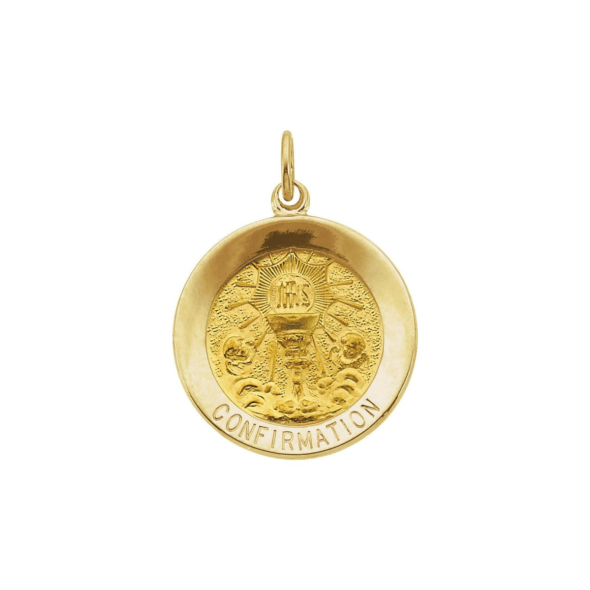 14K Yellow Gold Round Confirmation Pendant Medal