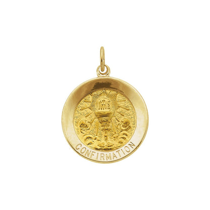 14K Yellow Gold Round Confirmation Pendant Medal