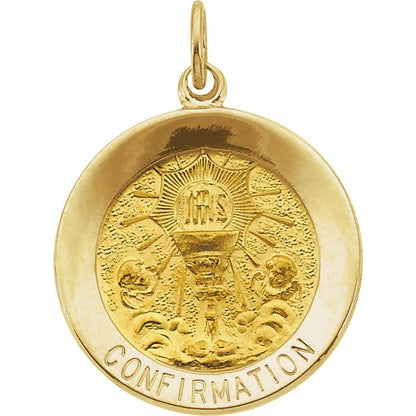 14K Yellow Gold Round Confirmation Pendant Medal