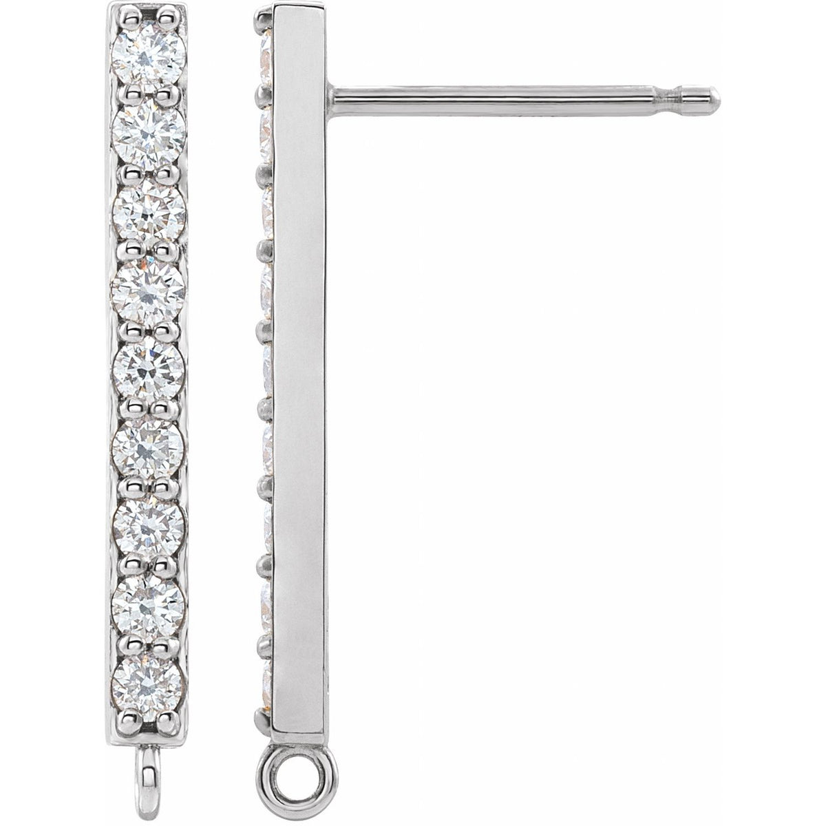 1/6 Natural Diamond Bar Earring Top