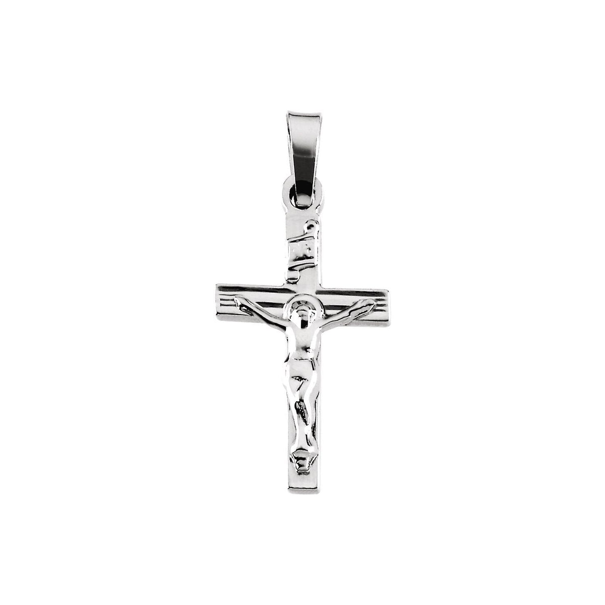 14K White Gold 17.5x11 mm Crucifix Pendant