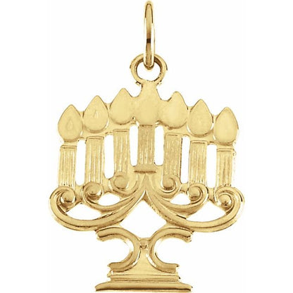 14K Yellow Gold 21.6x13.9 mm Menorah Pendant