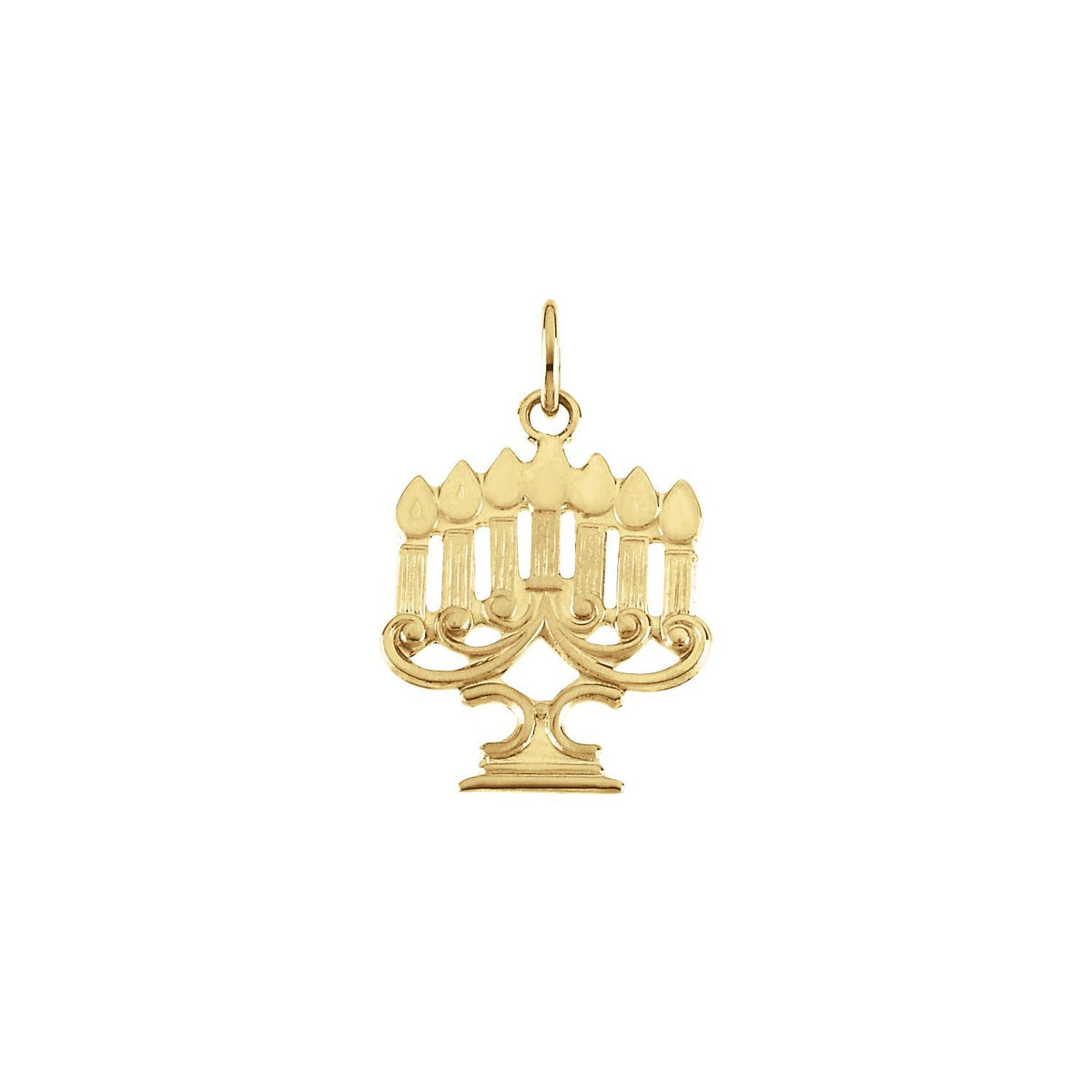 14K Yellow Gold 21.6x13. Menorah Pendant