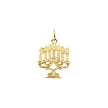 14K Yellow Gold 21.6x13. Menorah Pendant