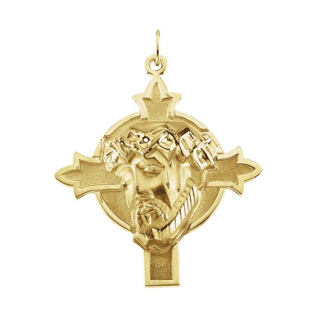 14K Yellow Gold 22.5x21.5 mm Face of Jesus Pendant