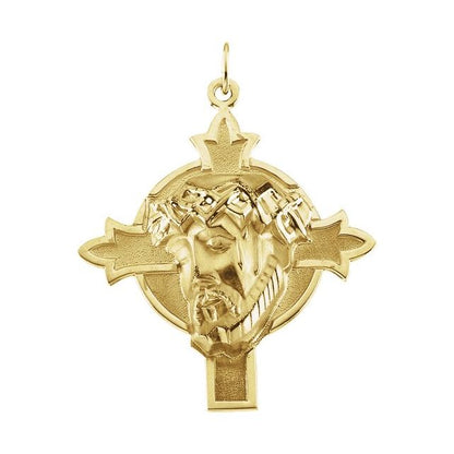 14K Yellow Gold 22.5x21.5 mm Face of Jesus Pendant