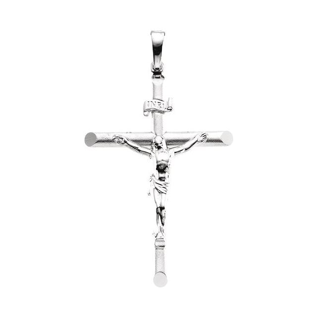 14K White Gold 35x25 mm Crucifix Pendant