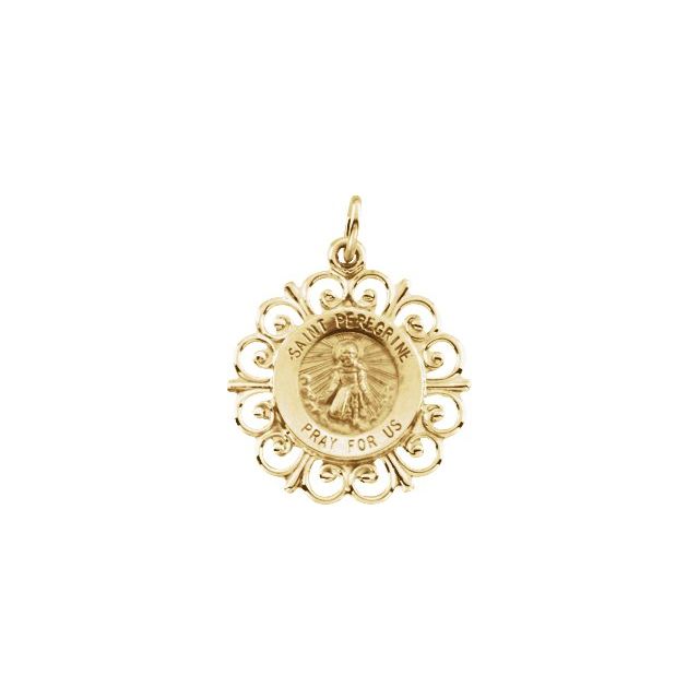 14K Yellow Gold St. Peregrine Medal