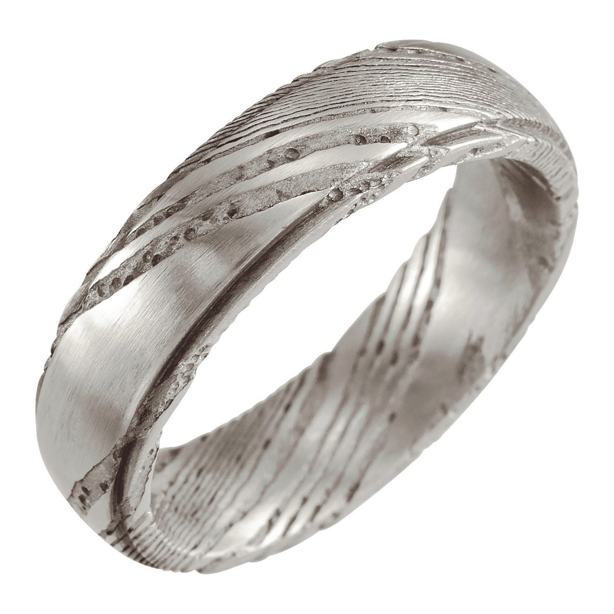 Damascus Steel Patterned Flat Edge Band