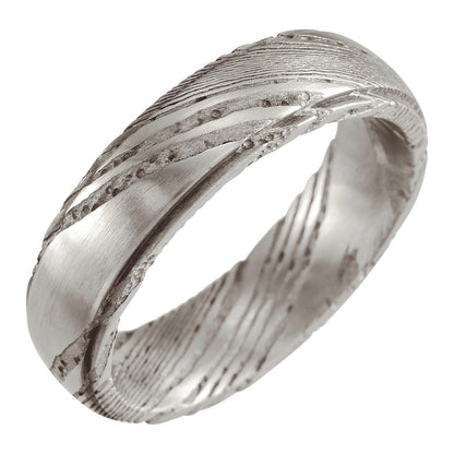 Damascus Steel Patterned Flat Edge Band