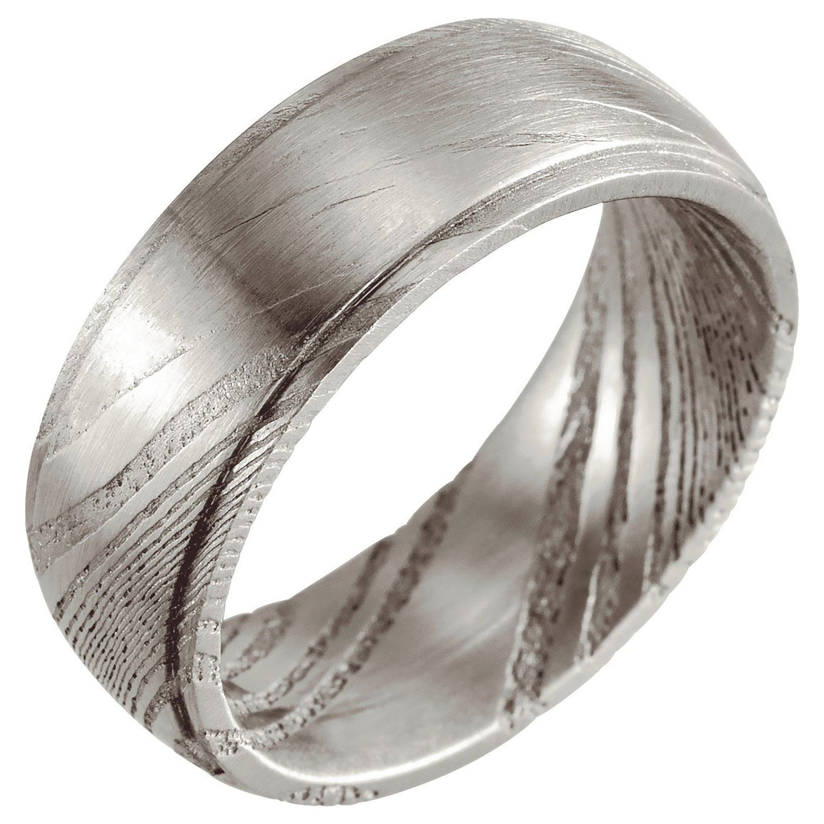 Damascus Steel Patterned Flat Edge Band