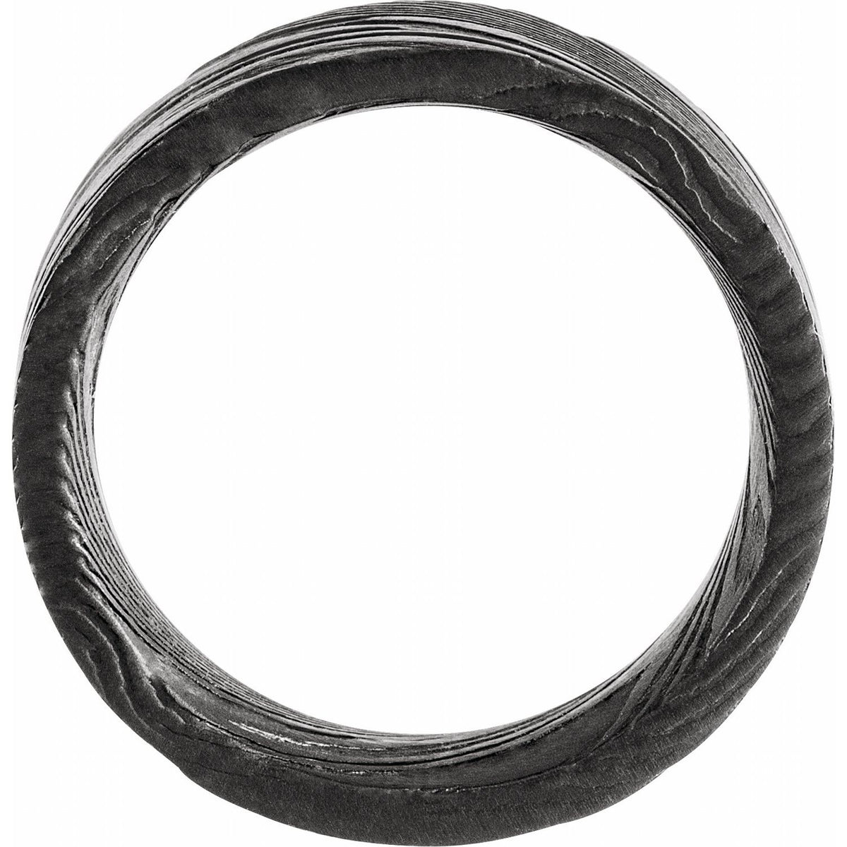 Damascus Steel Flat Black Patterned Band