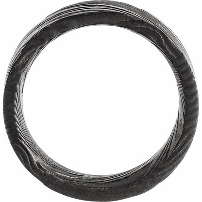 Damascus Steel Flat Black Patterned Band