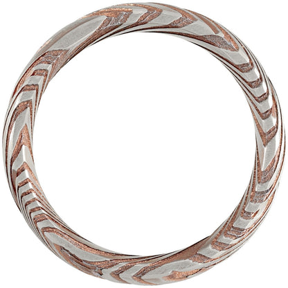 Steel Damascus Comfort-Fit Flat Band, 8 mm