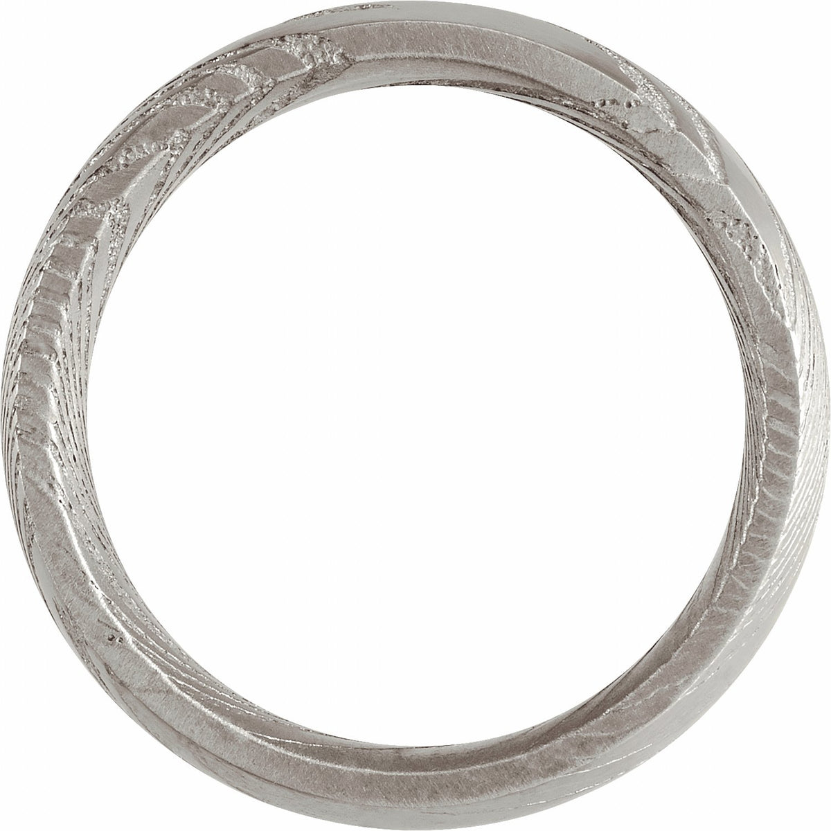 Damascus Steel Comfort-Fit Flat Band, 6 mm