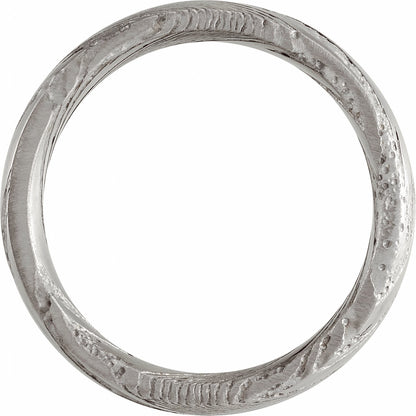 Damascus Steel Comfort-Fit Flat Band, 6 mm