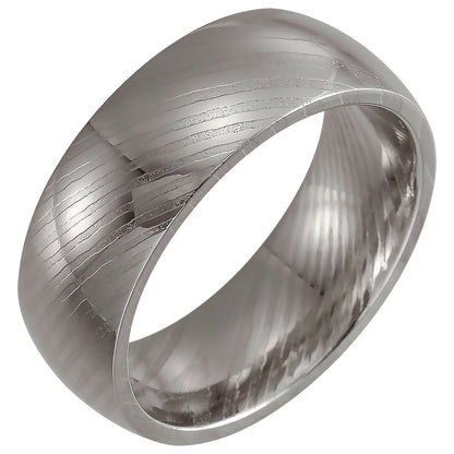 Damascus Steel Half Round Patterned Comfort-Fit Band