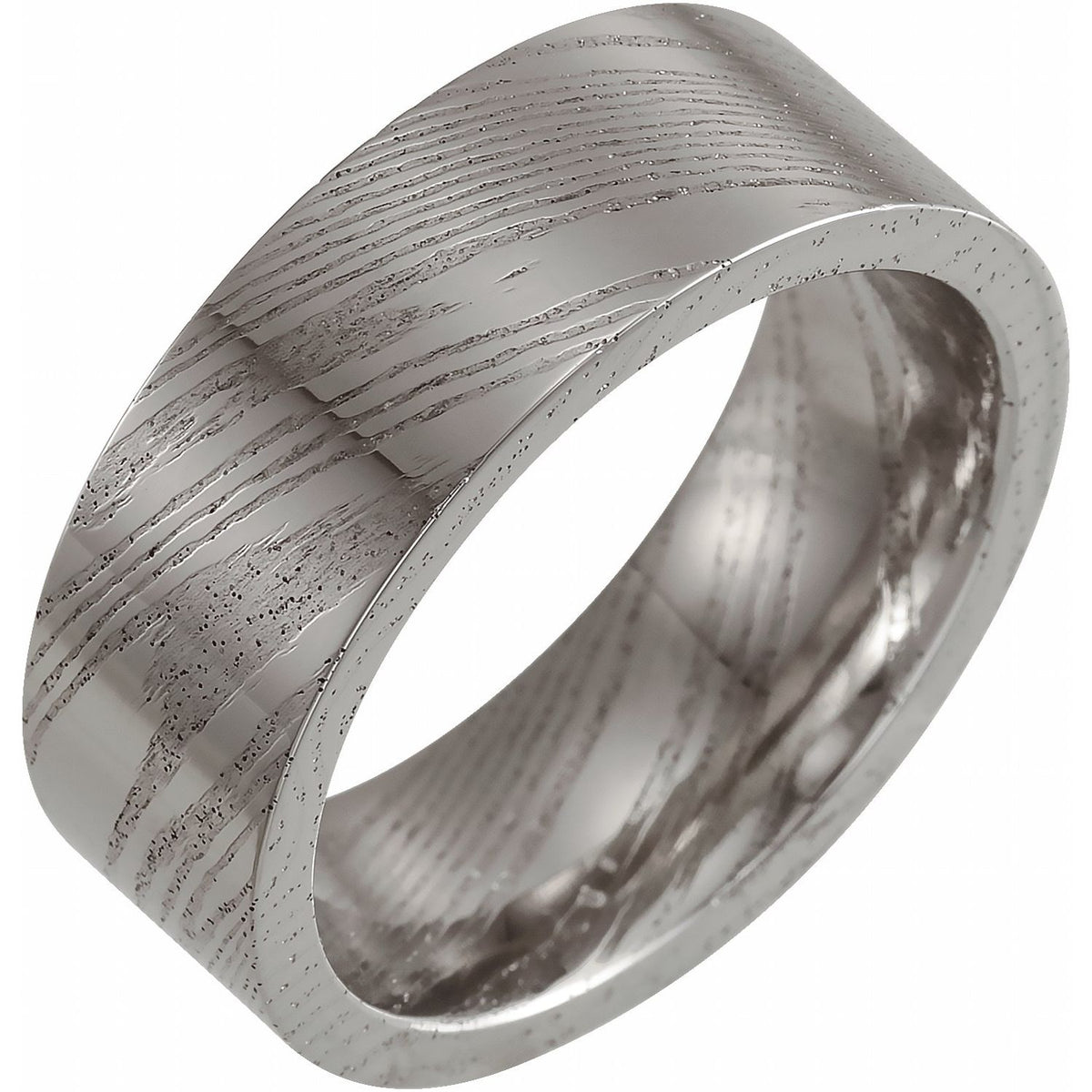 Damascus Steel Flat Patterned Band