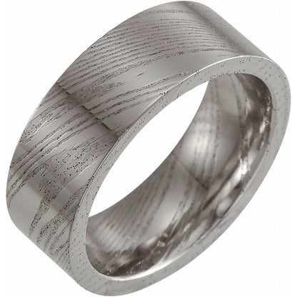 Damascus Steel Flat Patterned Band