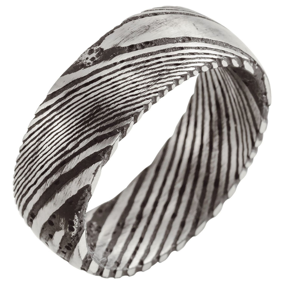 Damascus Steel Comfort-Fit Half Round Band