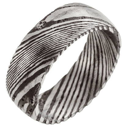 Damascus Steel Comfort-Fit Half Round Band