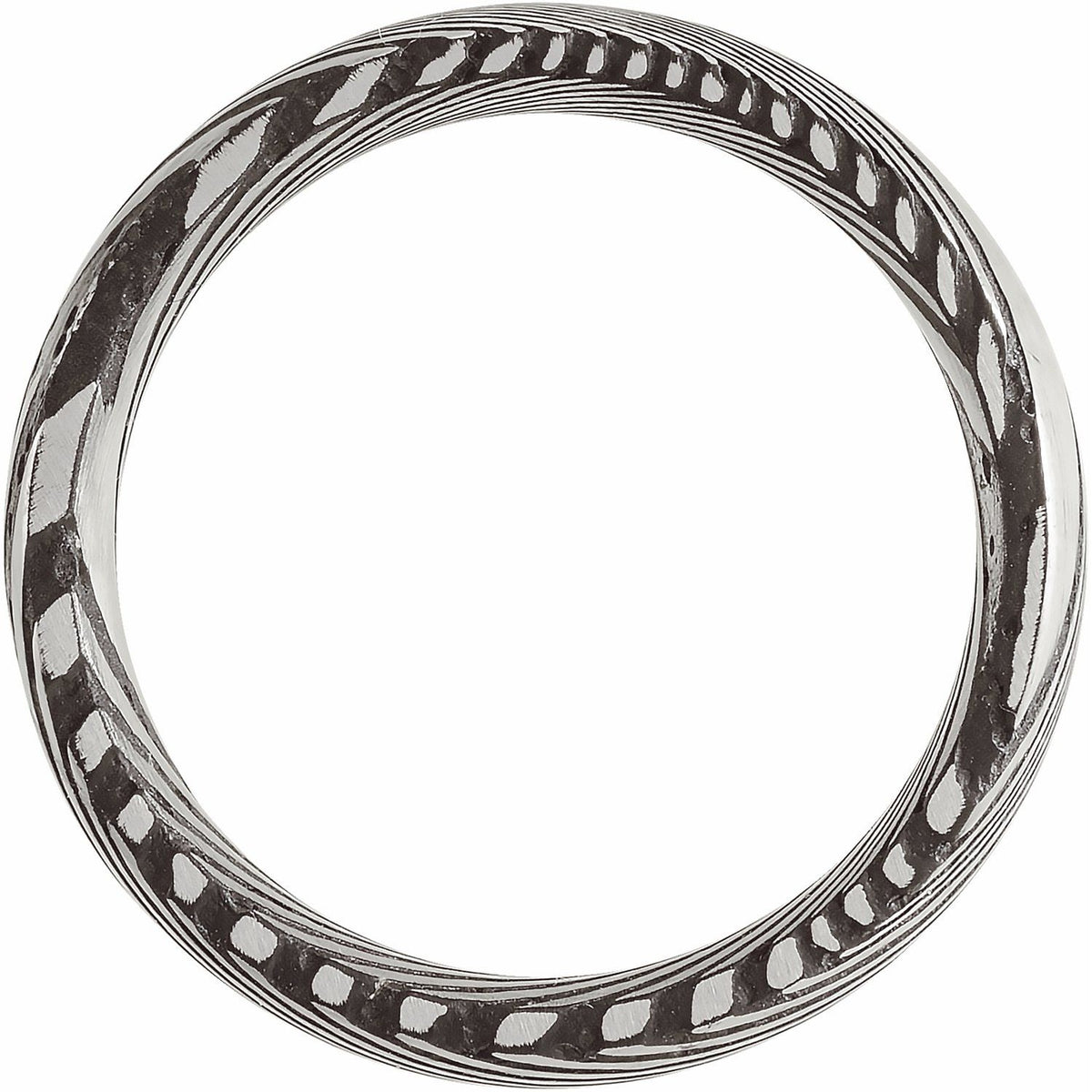 Damascus Steel Comfort-Fit Half Round Band