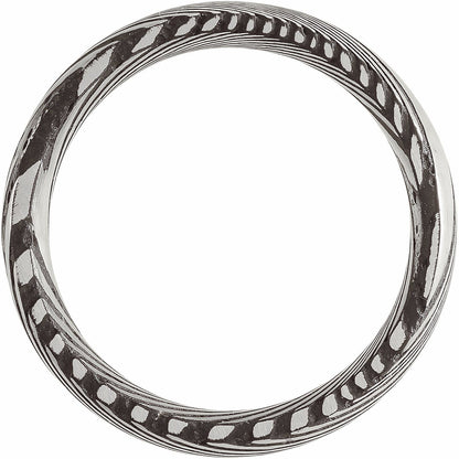 Damascus Steel Comfort-Fit Half Round Band