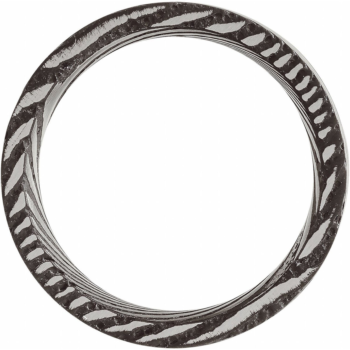 Damascus Steel Comfort-Fit Flat Band, 8 mm