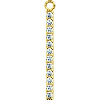 1/10 CTW Natural Diamond Bar Dangle, 7.58 mm x 19.1 mm