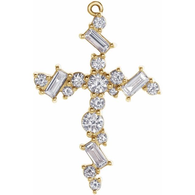 1/4 CTW Natural Diamond Cross Dangle, 15 mm x 22.6 mm