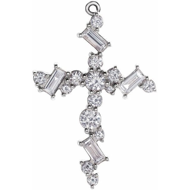 1/4 CTW Natural Diamond Cross Dangle, 15 mm x 22.6 mm