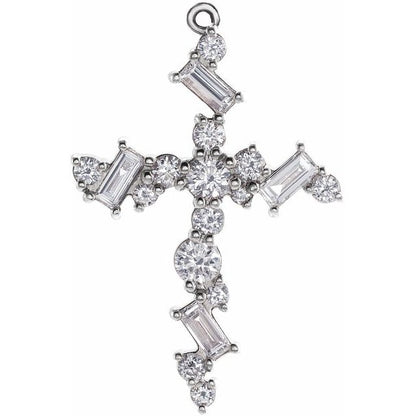 1/4 CTW Natural Diamond Cross Dangle, 15 mm x 22.6 mm
