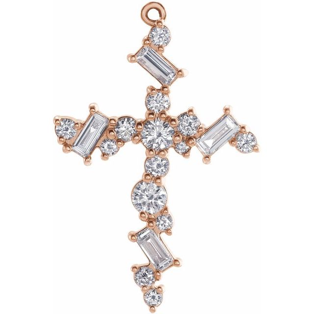 1/4 CTW Natural Diamond Cross Dangle, 15 mm x 22.6 mm