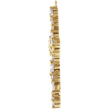 1/4 CTW Natural Diamond Cross Dangle, 15 mm x 22.6 mm