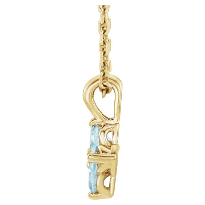 14K Yellow Gold Natural Aquamarine Youth 16-18" Necklace