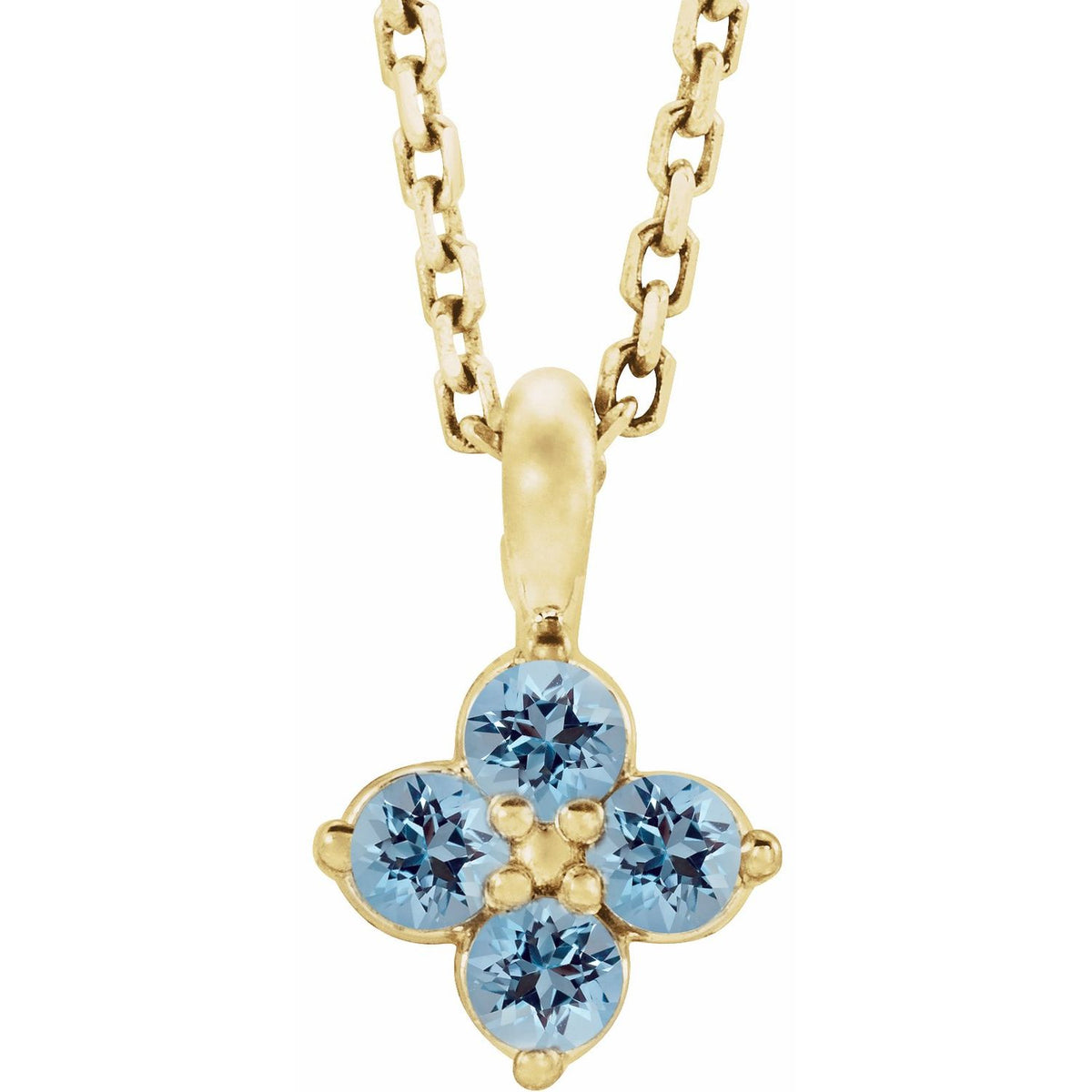 14K Yellow Gold Natural Aquamarine Youth 16-18" Necklace