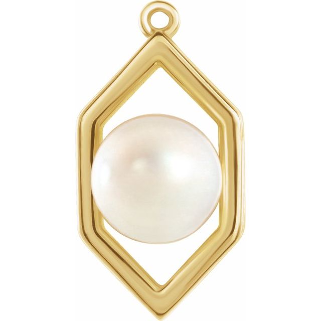 Cultured White Freshwater Pearl Geometric Dangle, 6-6.5 mm
