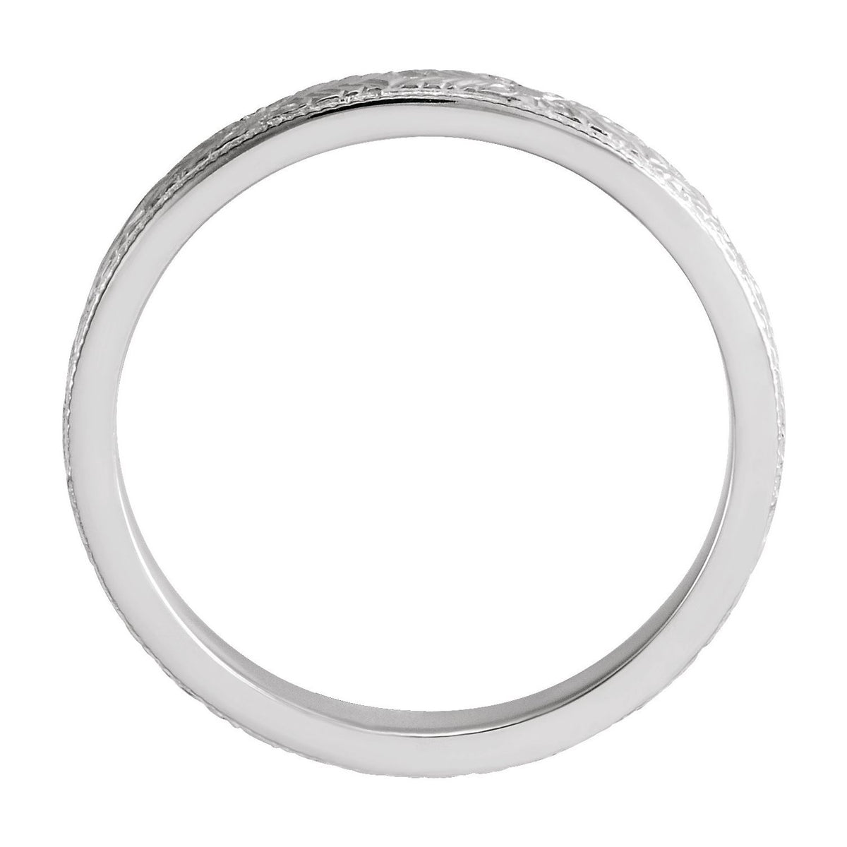 14K White Gold Floral Flat Band