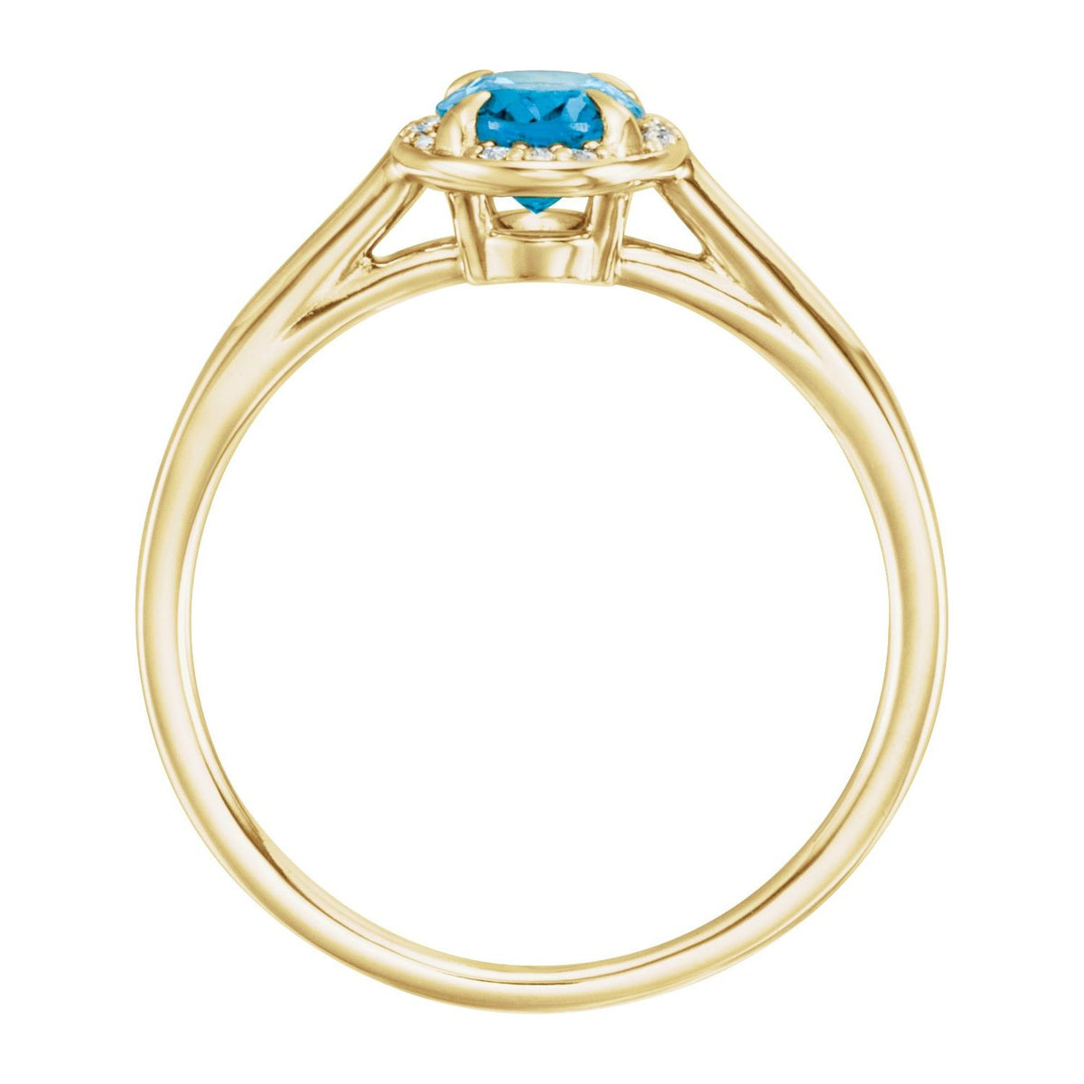 14K Yellow Gold 7x5 mm Natural Swiss Blue Topaz & .03 CTW Natural Diamond Ring