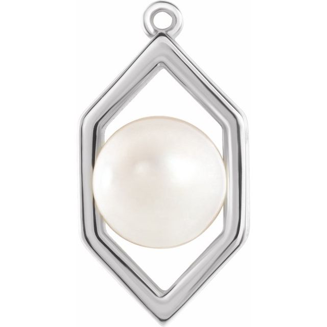 Cultured White Freshwater Pearl Geometric Dangle, 6-6.5 mm