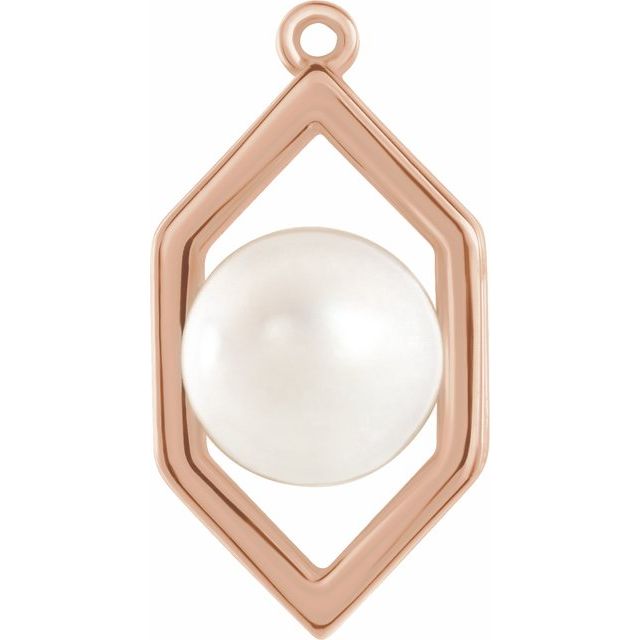 Cultured White Freshwater Pearl Geometric Dangle, 6-6.5 mm