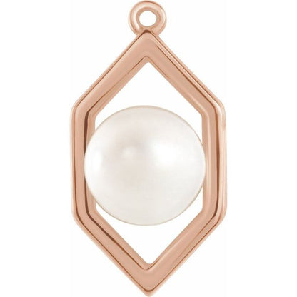 Cultured White Freshwater Pearl Geometric Dangle, 6-6.5 mm