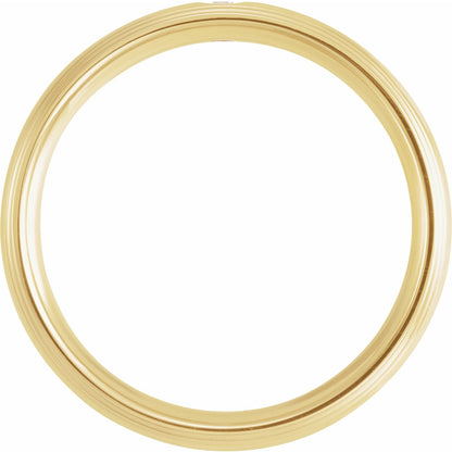 14K Yellow Gold .04 CT Natural Diamond Stepped Edge Grooved Comfort-Fit Half Round Band