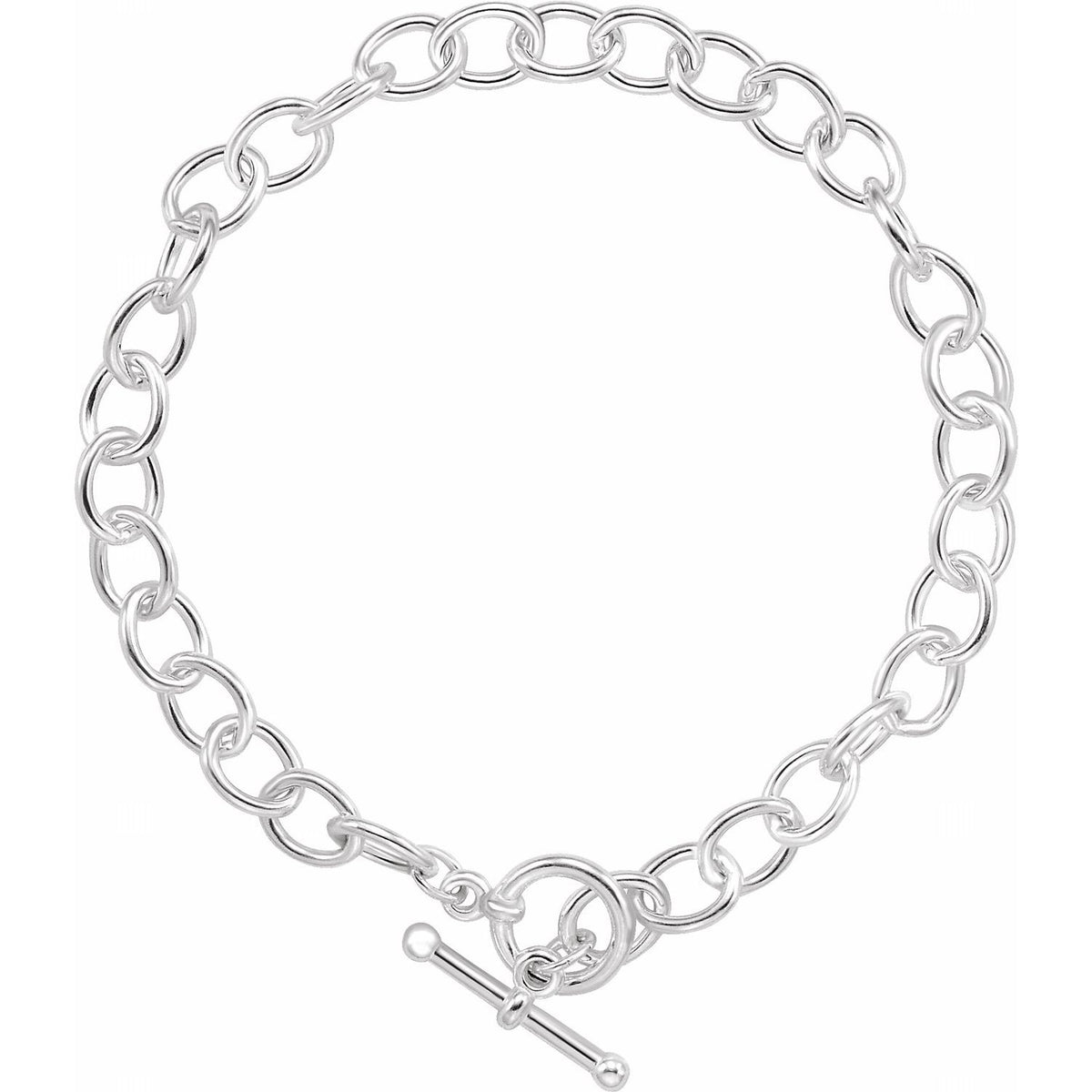 Sterling Silver Charm Cable 6 1/2" Bracelet