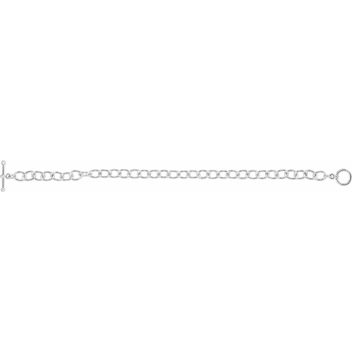 Sterling Silver Charm Cable 6 1/2" Bracelet