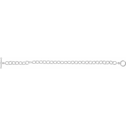 Sterling Silver Charm Cable 6 1/2" Bracelet