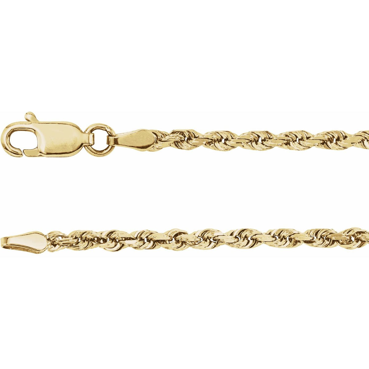 14K Yellow Gold Diamond-Cut Rope 24" Chain