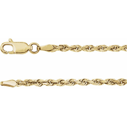 14K Yellow Gold Diamond-Cut Rope 24" Chain