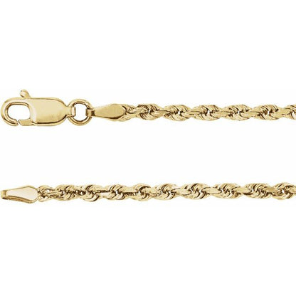 14K Yellow Gold Diamond-Cut Rope 24" Chain